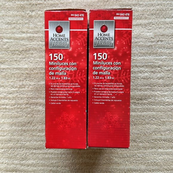 2 Sets of Home Accents Holiday 150 Clear Incandescent Mini Net Lights 4ft x 6 ft - Picture 5 of 11